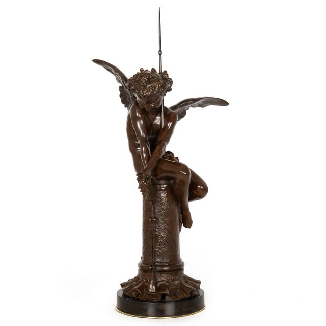 French Italian Antique Bronze Sculpture "Genius of Franklin" by Giulio Monteverde For Sale - Image 3 of 18