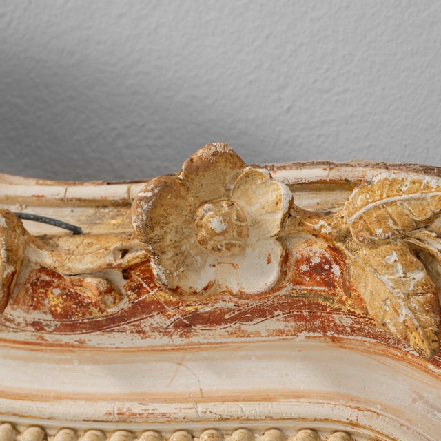 Brown 19th Century French Wood White Patinated Mirror For Sale - Image 8 of 18