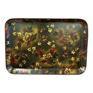 Large Antique American Toleware Tray For Sale