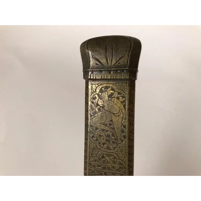 Persian Brass Qalamdan with Arabic Calligraphy, Inkwell and Pen Box For Sale In New York - Image 6 of 13