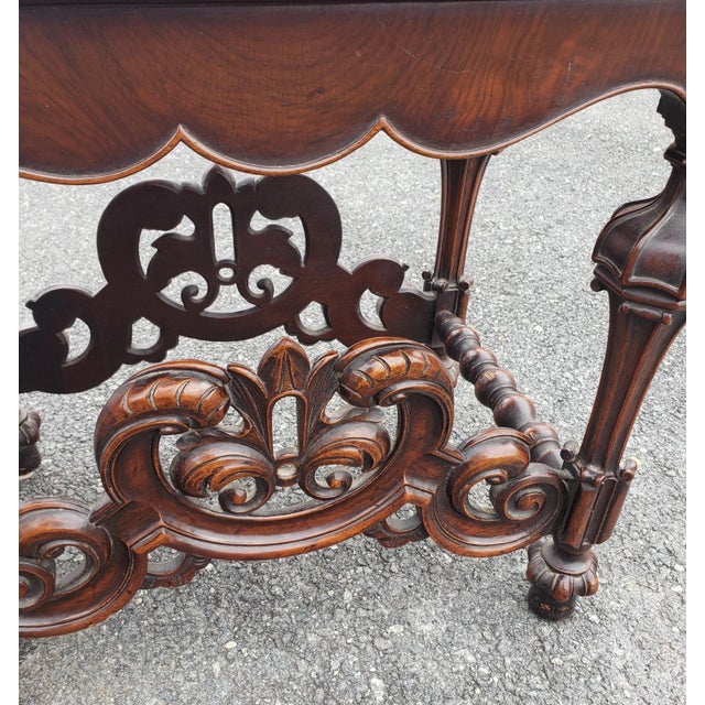 Wood 1920s Rococo Style Carved Walnut Bench For Sale - Image 7 of 11