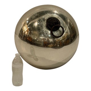 19th Century Mercury Glass Kugel Sphere With Brass Ring For Sale