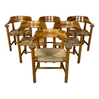 Vintage Danish Pine Dining Chairs by Rainer Daumiller, 1970s, Set of 6 For Sale