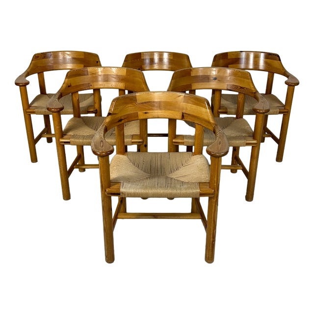 Vintage Danish Pine Dining Chairs by Rainer Daumiller, 1970s, Set of 6 For Sale