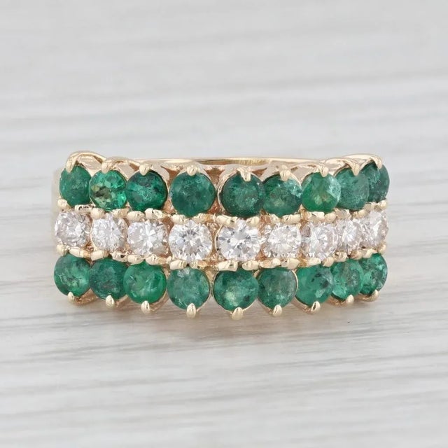 1.68ctw Emerald Diamond 14k Yellow Gold Pyramid Ring Size 6.75 For Sale - Image 4 of 8