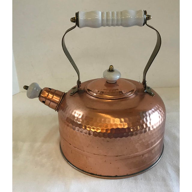 Vintage Hammered Copper Tea Kettle With Ceramic Handle Chairish