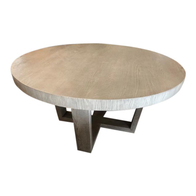 Restoration Hardware Antoccino Round Dining Table in Gray Oak Finish