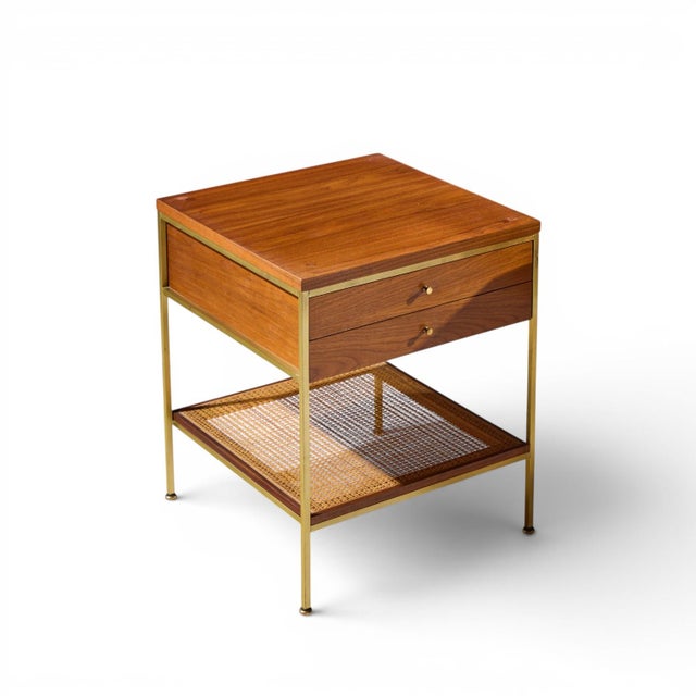 Paul McCobb Model 8714 Mid Century Mahogany, Brass and Cane Nightstands - Pair For Sale - Image 11 of 13