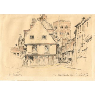Circa 20th Century St. Alban's Graphite Illustration by J. Wood For Sale