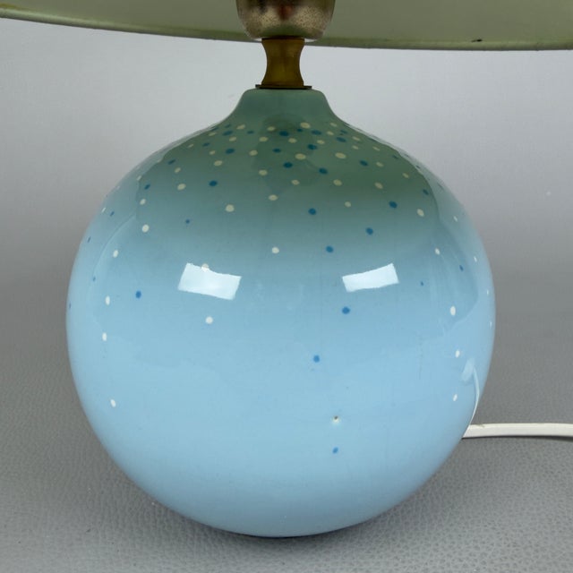 Da Vinci Blue Polka Dot Ceramic Sphere Table Lamp, 1970s For Sale - Image 9 of 14