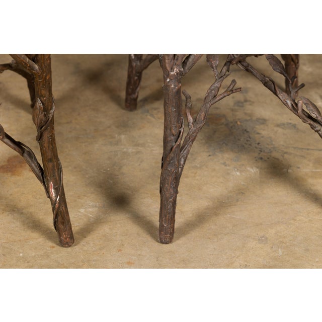 Mid-Century Modern Pair of Midcentury French Iron Twig Drinks Table Bases with Cross Stretchers For Sale - Image 3 of 12