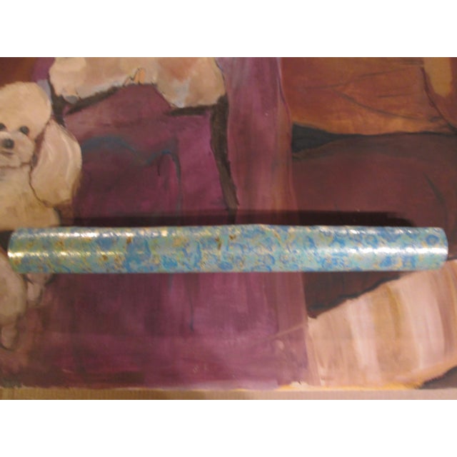Paper Vintage 1970s Metallic With Blue Green Motif Wallpaper For Sale - Image 7 of 13