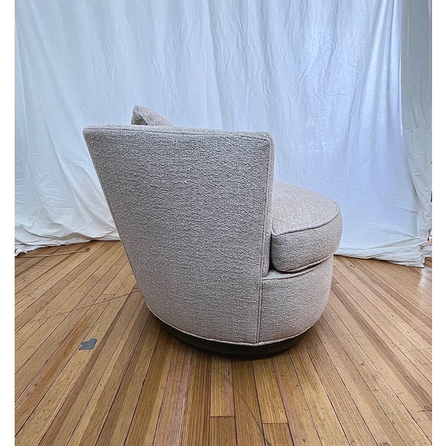 Contemporary Kravet Provo Swivel Chair Round Lounge Chair Modern For Sale - Image 3 of 6