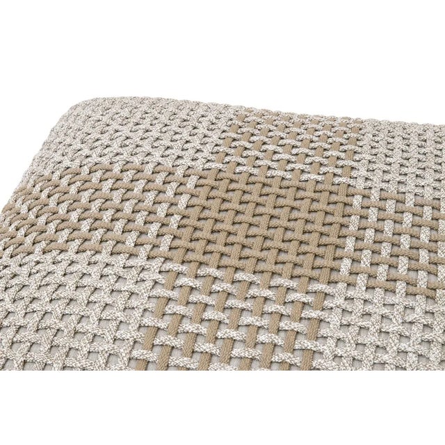 Transitional Cross Accent Cube Taupe Stripe For Sale - Image 3 of 6