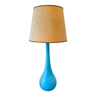 Mid-Century Murano Glass Table Lamp With Original Shade, Italy, 1960s For Sale