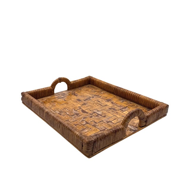 1970s Hollywood Regency Wicker Tray, Vivai Del Sud Italy Ca. 1970 For Sale - Image 5 of 11