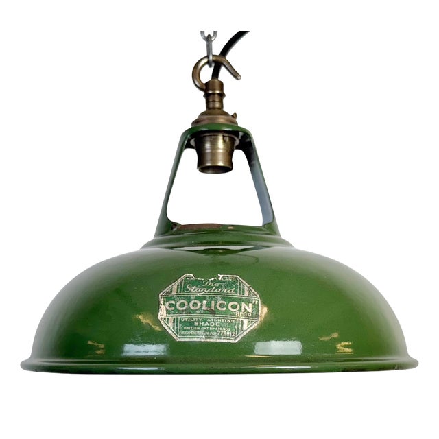 Industrial Green Enamel Factory Pendant Lamp from Coolicon, 1950s For Sale