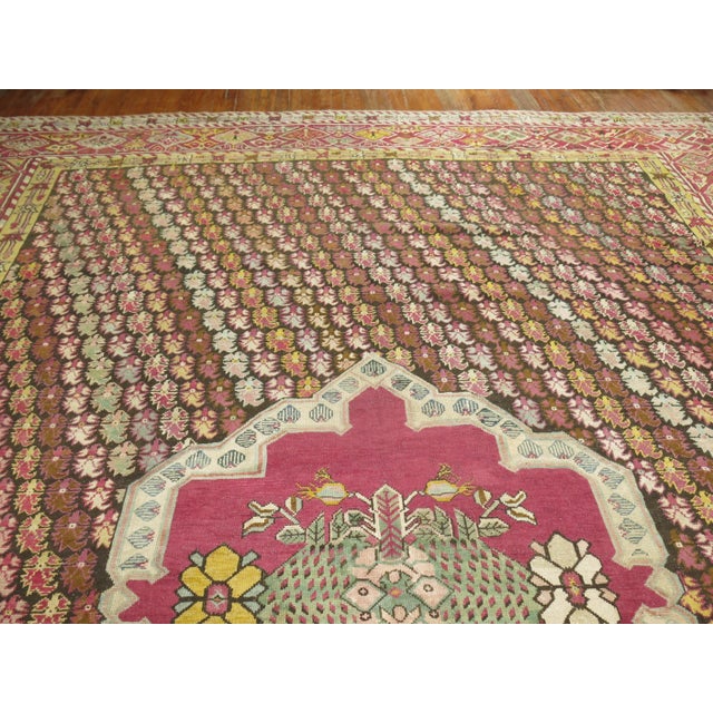 Rustic Zabihi Collection Colorful Antique Turkish Ghiordes 19th Century Rug - 12'8" x 16'10" For Sale - Image 3 of 12