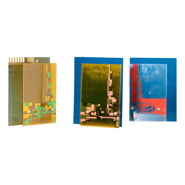 Colored Acrylic Glass Photo Frames, 1980, Set of 3 For Sale