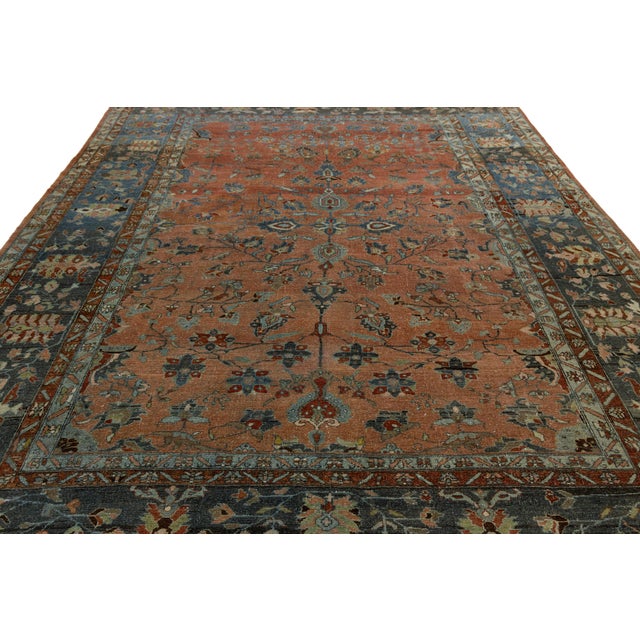 Antique Persian Mahal Rug in Red Hand-Knotted Wool, 20th Century For Sale - Image 9 of 11