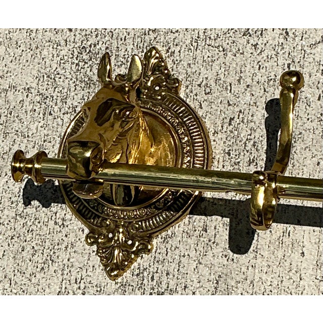 Vintage Polished Brass Horse Head Coat Rack For Sale - Image 10 of 12