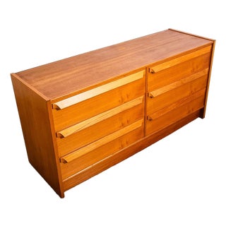 Mid Century Danish Modern Dresser Credenza 6 Drawer Teak Denmark Vintage MCM For Sale