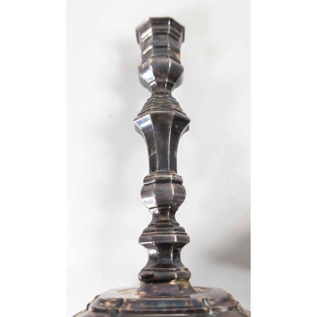 20th Century Pair of Danish Silverplate Candlesticks in Georgian Style by Hans Jensen For Sale - Image 11 of 17