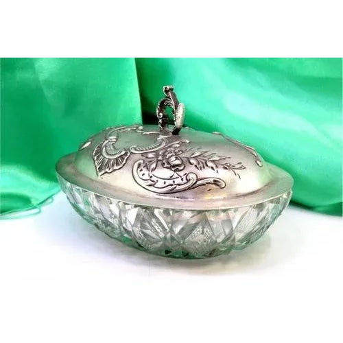 Soap Dish with Silver Lid For Sale - Image 4 of 6