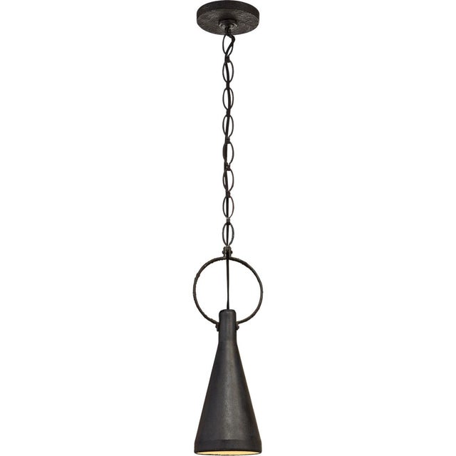 Transitional Suzanne Kasler for Visual Comfort Signature Limoges Small Pendant in Natural Rust with Aged Iron Shade For Sale - Image 3 of 4