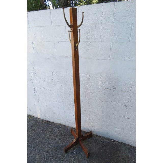 Arts and Crafts Style Mission Oak Free Standing Coat Garment Rack Hall Tree 5904 For Sale - Image 9 of 12