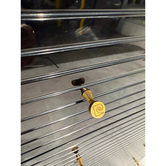 Italian 1960s Pierre Cardin Black Lacquered Commode With Brass Details For Sale - Image 3 of 16