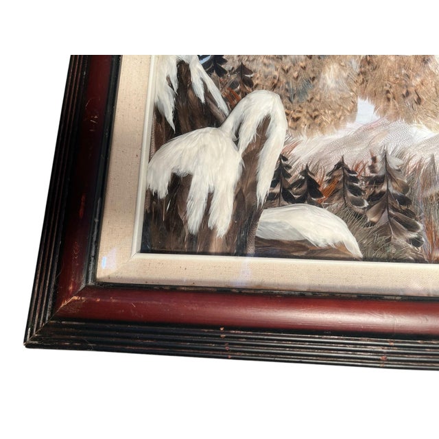 1980s Pair of Wolves Feather Picture For Sale - Image 4 of 8