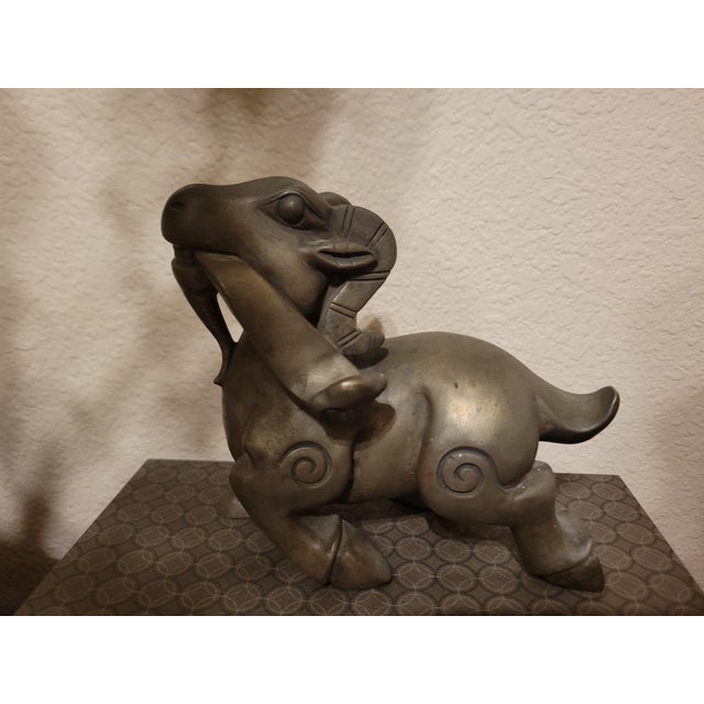 Solid Cast‑metal Ram Sculpture For Sale - Image 10 of 12