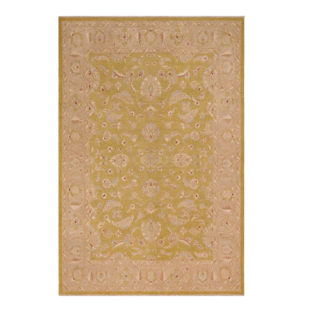 1980s 1980s Boho Chic Sun Faded Green/Brown Hand Knotted Wool Rug - 9'1" X 11'11" For Sale