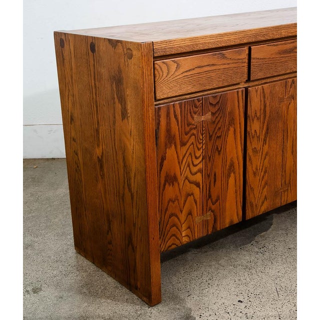Brown 1960s Mid Century Modern Credenza Server Buffet Conant Ball Oak 2 Drawers Cabinet For Sale - Image 8 of 12