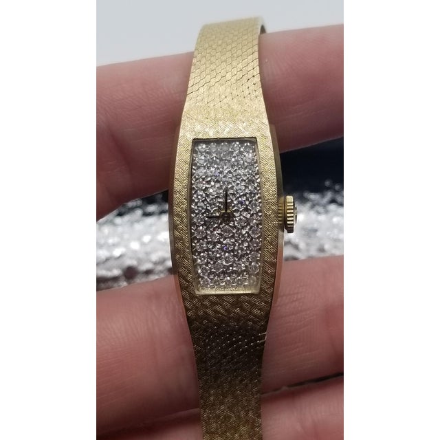 Mid Century Gold Diamond-Encrusted Women's Wristwatch by Omega For Sale - Image 10 of 10