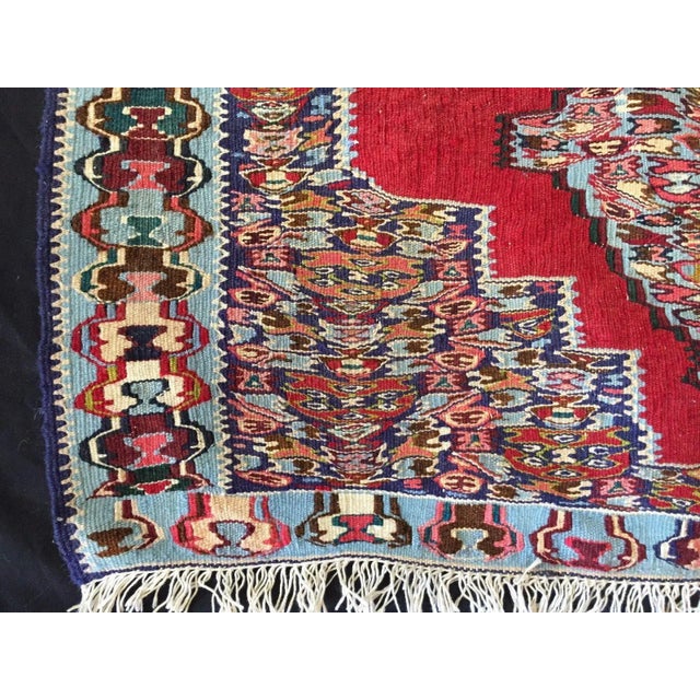 Vintage Middle East Handmade Senneh Kilim Runner Rug For Sale - Image 4 of 5