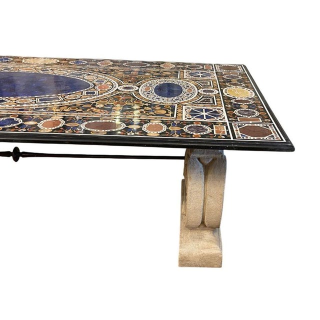 Massive Italian Pietra Dura Dining Table With Stone Bases, C. 1980s For Sale In Los Angeles - Image 6 of 9