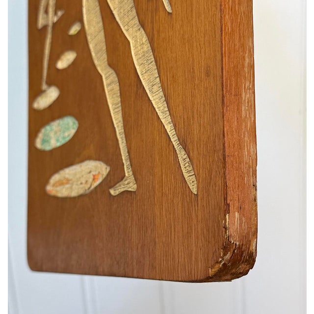 Brown Mid-Century Abstract Figural Dancers Walnut Wall Plaques - A Pair For Sale - Image 8 of 13