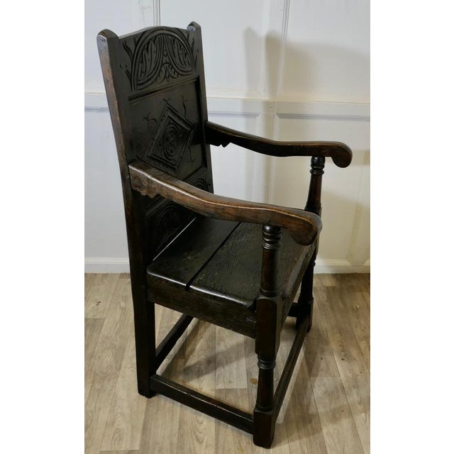 Antique Oak Wainscot Chair, 1700s For Sale - Image 6 of 9