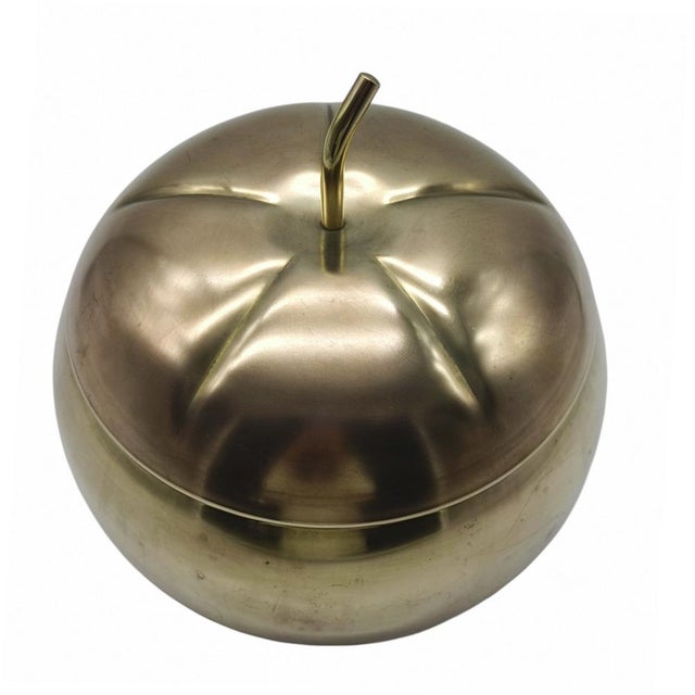 Mid-Century Modern Brass Pumpkin Ice Bucket, Italy, 1970s For Sale - Image 3 of 8