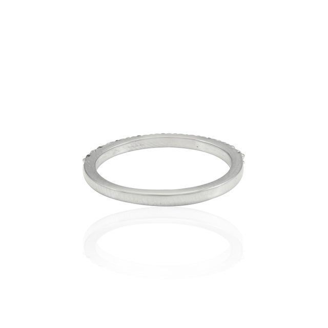 Metal Alternative Black & White Diamond Eternity Wedding Band Size 7 For Sale - Image 7 of 8