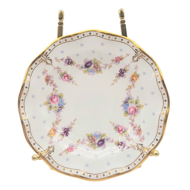 Royal Crown Derby Porcelain Mid 20th Century English Royal Crown Derby Bone China Floral Bread Plate Royal Antoinette Pattern 6" 4 Pieces For Sale - Image 4 of 10