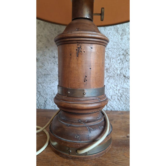 Antique Lamp in Turned Wood and Engraved Brass from Royal Adelaide, 1890s For Sale - Image 9 of 13