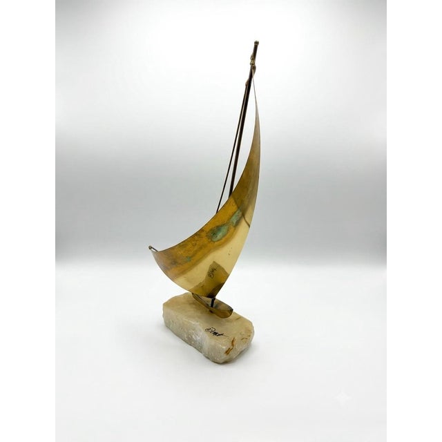 Curtis Jere Vintage Mid-Century Brass & Onyx Sailboat Sculptures - Set of 4 (DeMott, Curtis Jeré, Sculptura) For Sale - Image 4 of 10