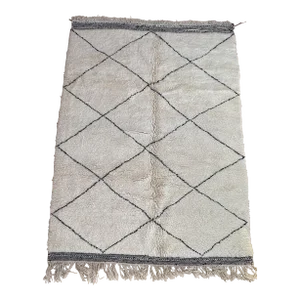Moroccan Contemporary White & Cream Rug - 6'11" X 9'10" Ft
