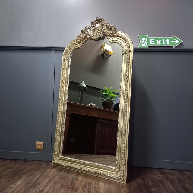 1950s Large Vintage French Mantel Mirror in Wooden Frame, 1950s For Sale - Image 5 of 8