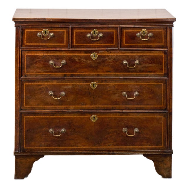 Walnut Period Chest With Contrast Satinwood Banding (C. 1780-1820) For Sale