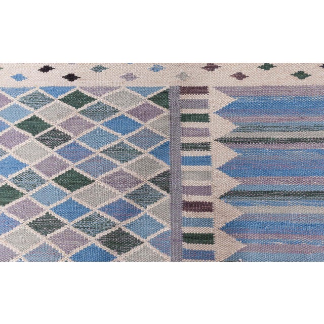 Mid-Century Modern Flatweave Contemporary Geometric Slate Gray Rug "Harlequin" by Doris Leslie Blau For Sale - Image 3 of 9