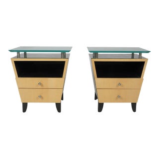 Pair of Enrique Garcel Post Modern Designer Nightstands For Sale